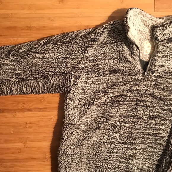 Sherpa Pullover Quarter Zip Teddy Jacket - Picture 2 of 6